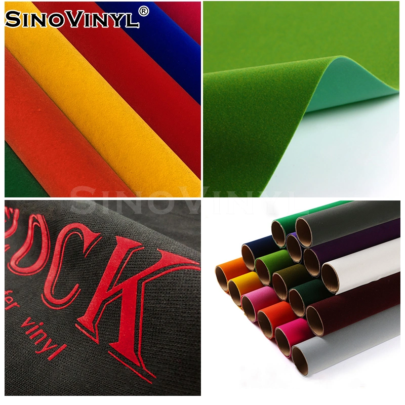 SINOVINYL Flock Self Adhesive Vinyl Fluorescent Reflective Colorful Heat Transfer Vinyl Htv