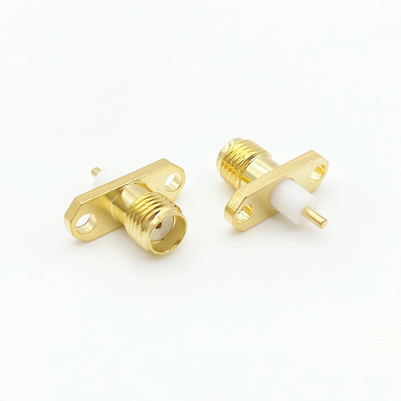 Conector SMA montado em painel reto coaxial RF com 4 orifícios Flange