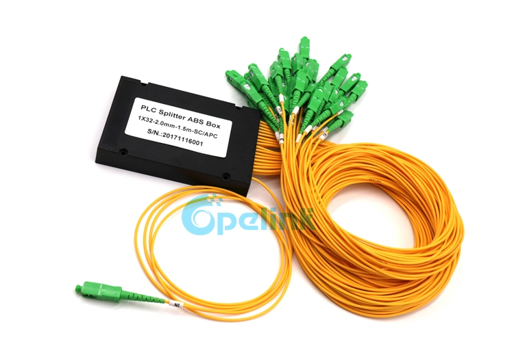 1X32 PLC Splitter, 2.0mm Sc/APC, ABS Box Package for FTTH