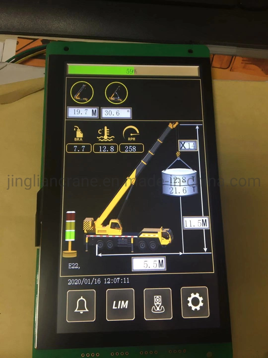 Touch Screen Mobile Cranes Safety Device Safe Load Moment Indicator with Display Engine Data