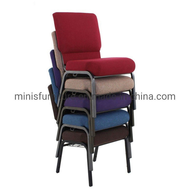 (MN-AC82) Meeting Room/Hall/Auditorium Fabric Metal Frame Church Chairs with Armrest