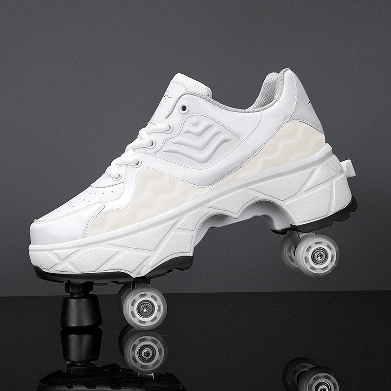 New Walking Brake Four Wheel Shoes Shrink Dual Purpose Roller Skates