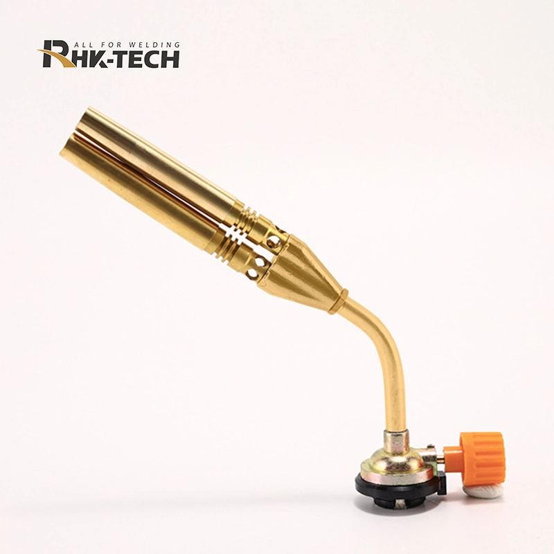 Rhk Portable Mini Outdoor Double Copper Nozzle Barrel Manual Ignition Brazing Butane Flame Gun Gas Welding Torch