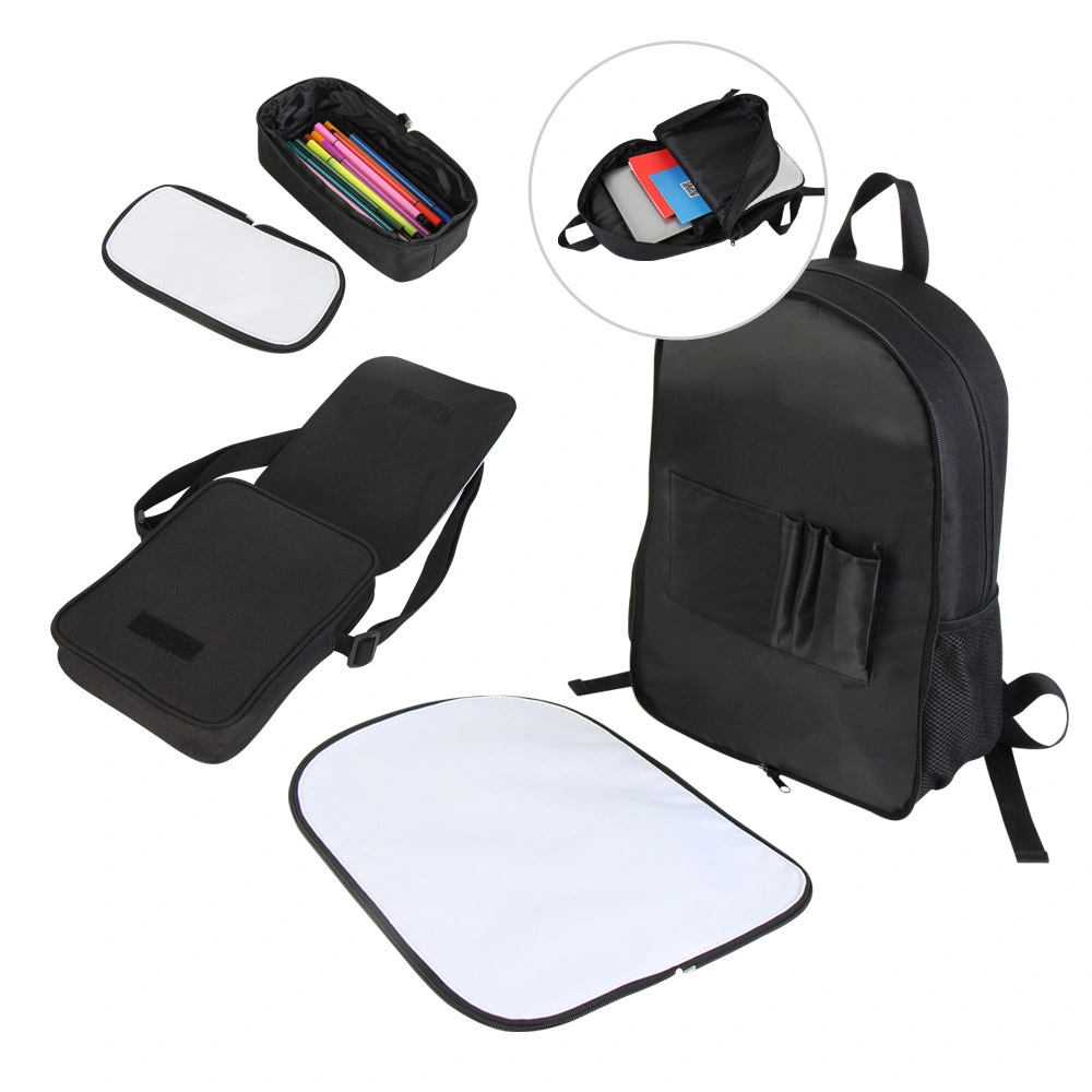 16" Backpack Set Sublimation Blank Student Backpack & Pencil Case & Velcro Shoulder Bag