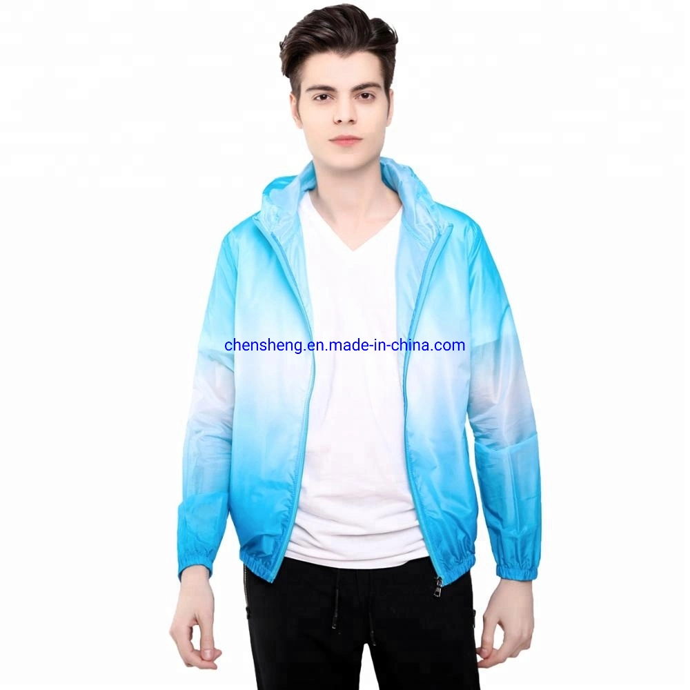 Outdoor Anti UV Quick-Dry Thin Sun Protection Clothing with Hooded Men Gradient Color Windbreaker Jackets Women