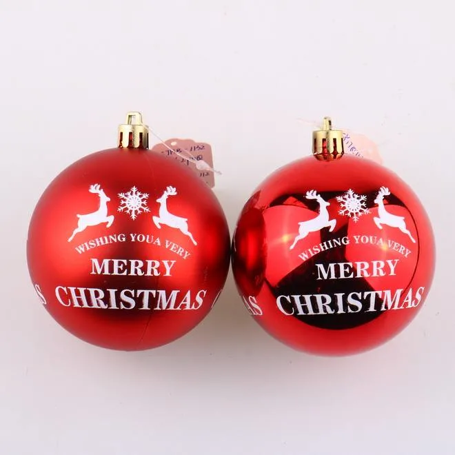 Decoração de casa Xmas em plástico estampado vermelho brilhante com bola de Natal