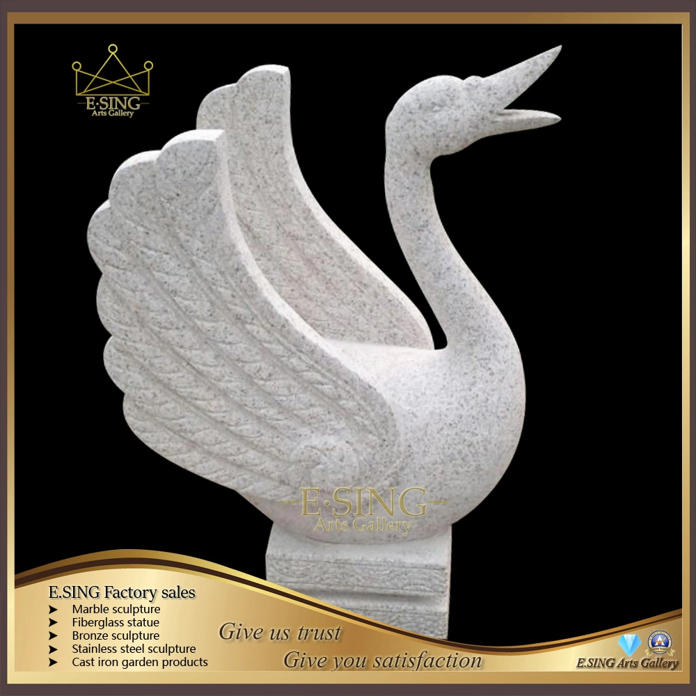 Outdoor Garden Natural Stone Granite Hand-Carved Swan Carving