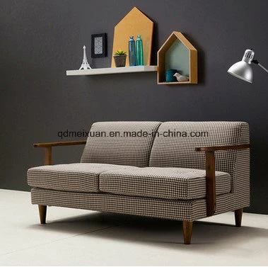 Double Nordic Country Real Wood Japanese Sitting Room Cafe Three Bedroom Cloth Art Sofa (M-X3336)