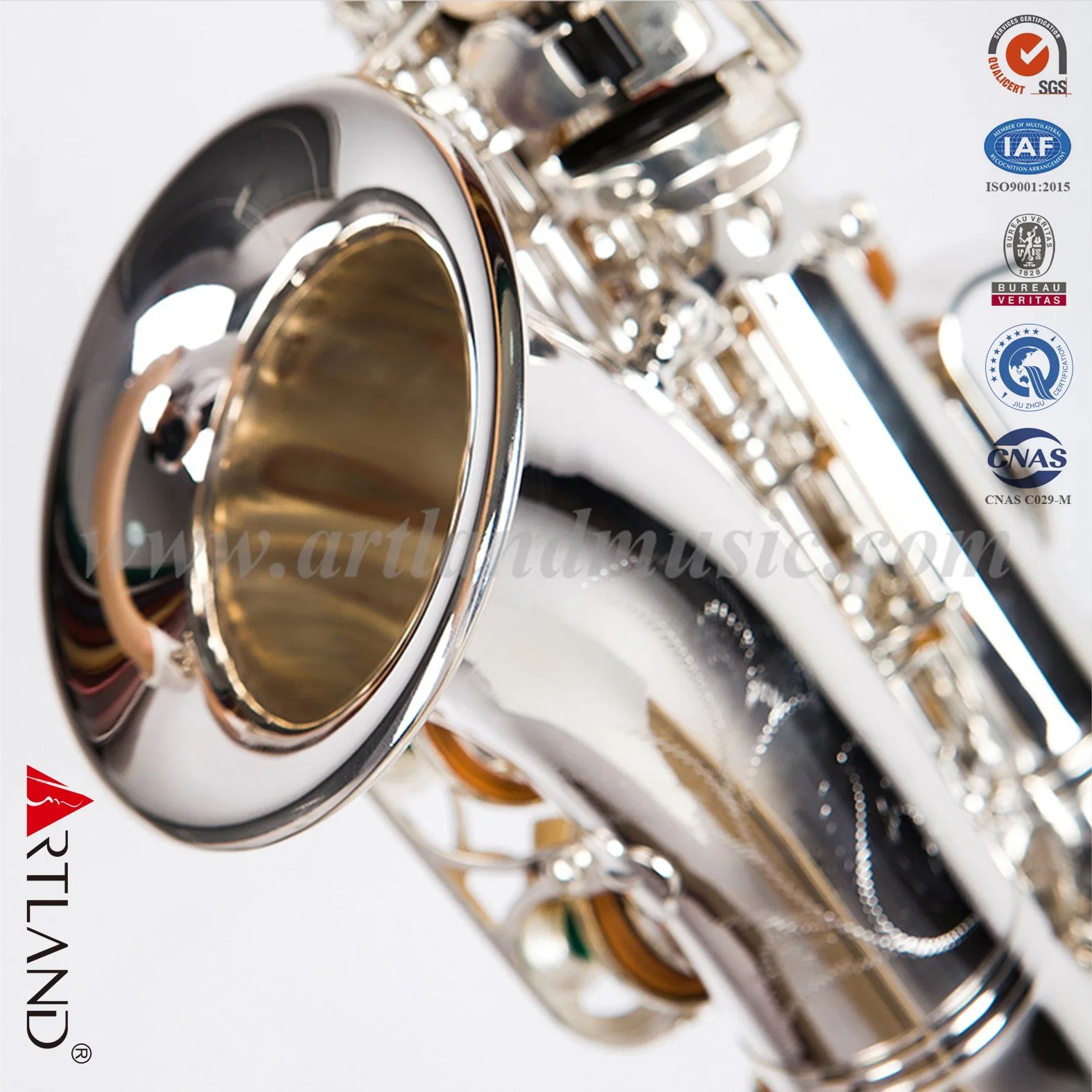 Saxofón Soprano curvo, chapado en plata (ASS3509S)