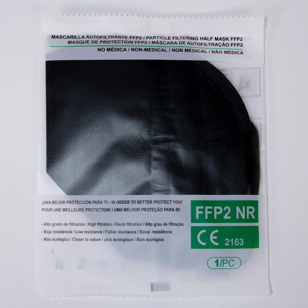 En149 2001 CE FFP2 Filter Meltblown Disposable Half Face Black Mask Mascherina