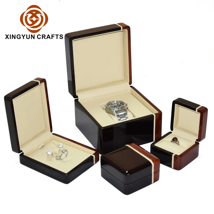 Hot Sell Lxuury Factory Wholesale/Supplier Wooden Jewel Packaging Boxes Wood Ring Box Pendant Box Half Set Box