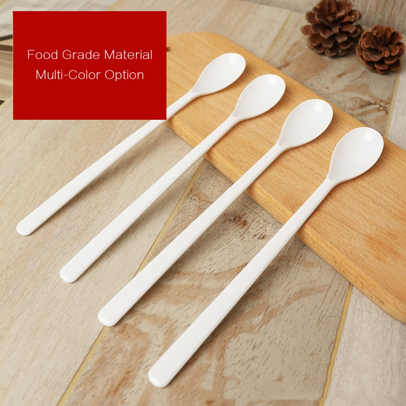 Plastic Disposable Spoon Hard Food Grade Long Handle Spoon Takeaway Packaging Dessert Spoon Independent Packaging (W-003)