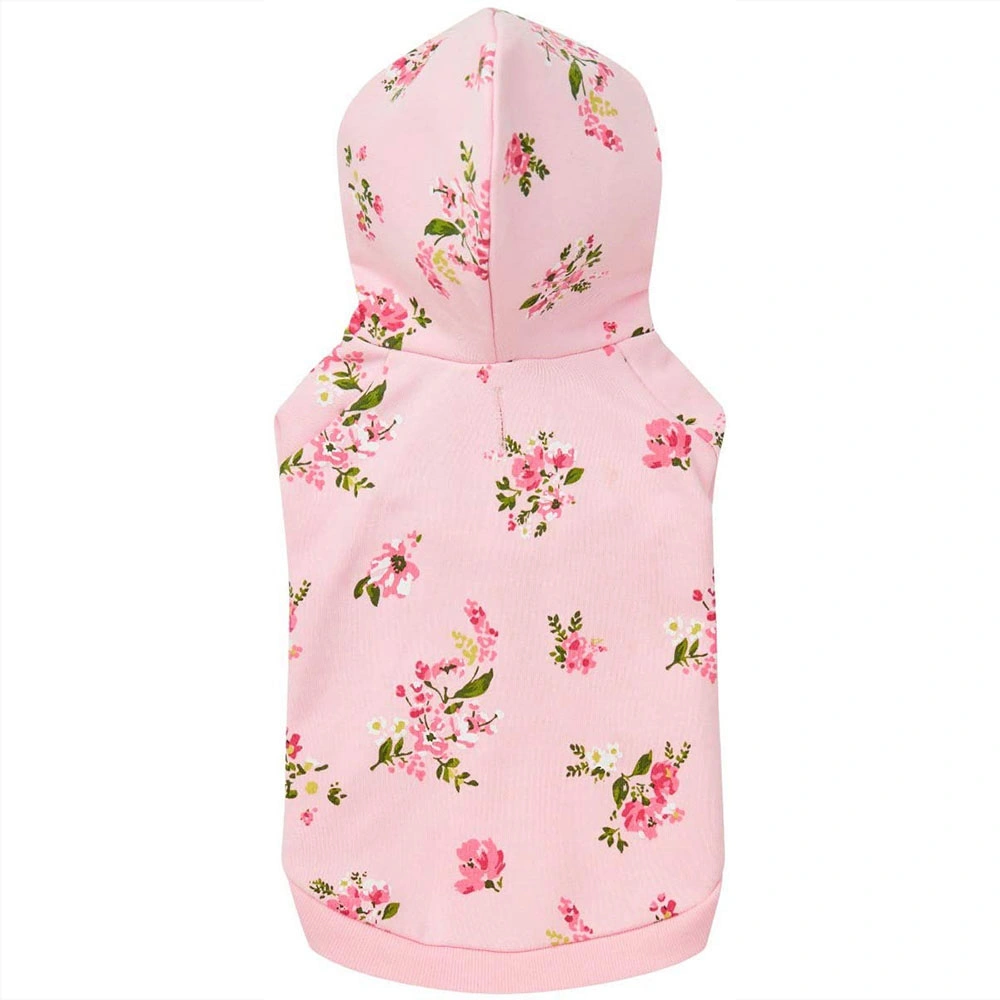 Button Floral Patterns Printing Cotton Dog Hoodie Apparel