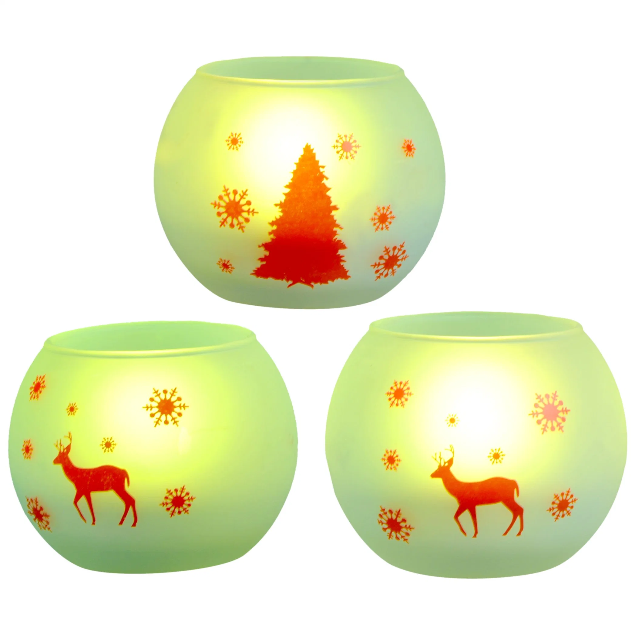 Wholesale Festival Decoration Glass Jar Tree Snowflake Elk Tealight Christmas Candle Holder