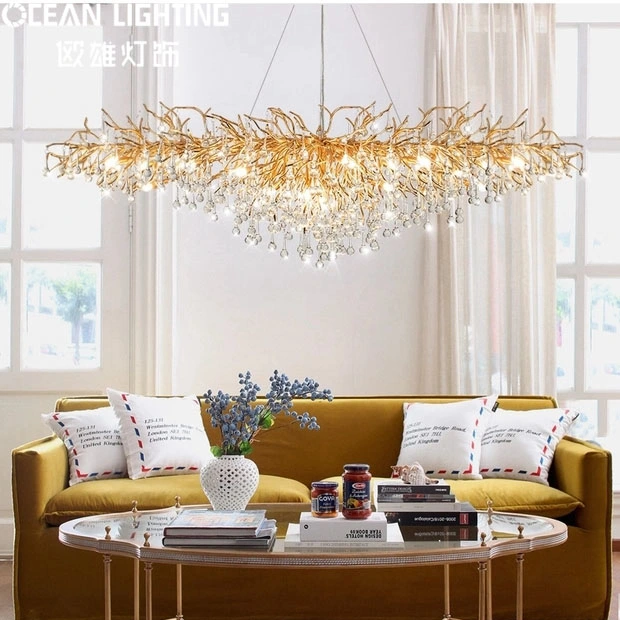 Ocean Lighting Modern Lamp Luxury Living Room Chandelier Bedroom Lamp Villa Creative Auminum Crystal Pendant Lamp