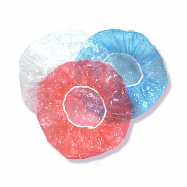 PE Plastic Shower Cap Double Elastic Band Disposable Shower Cap for Travel or SPA Center