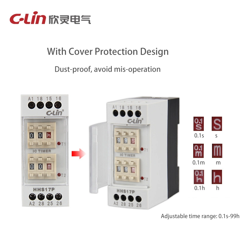 Hhs17p on Delay Operation DIP Switch Setting 0.1s-99h Rail Mounted Time Delay Relay