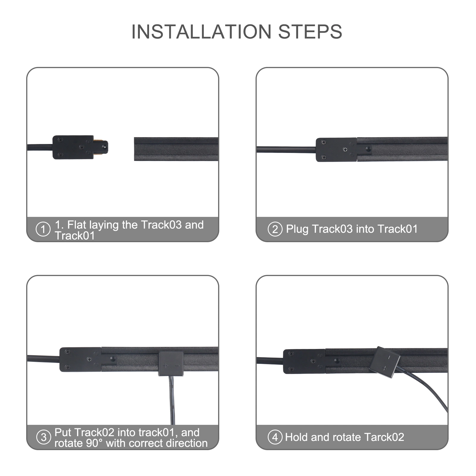 Los estantes de accesorios de iluminación 12V/24VCC Mini Power vía sistema raíl con conectores eléctricos