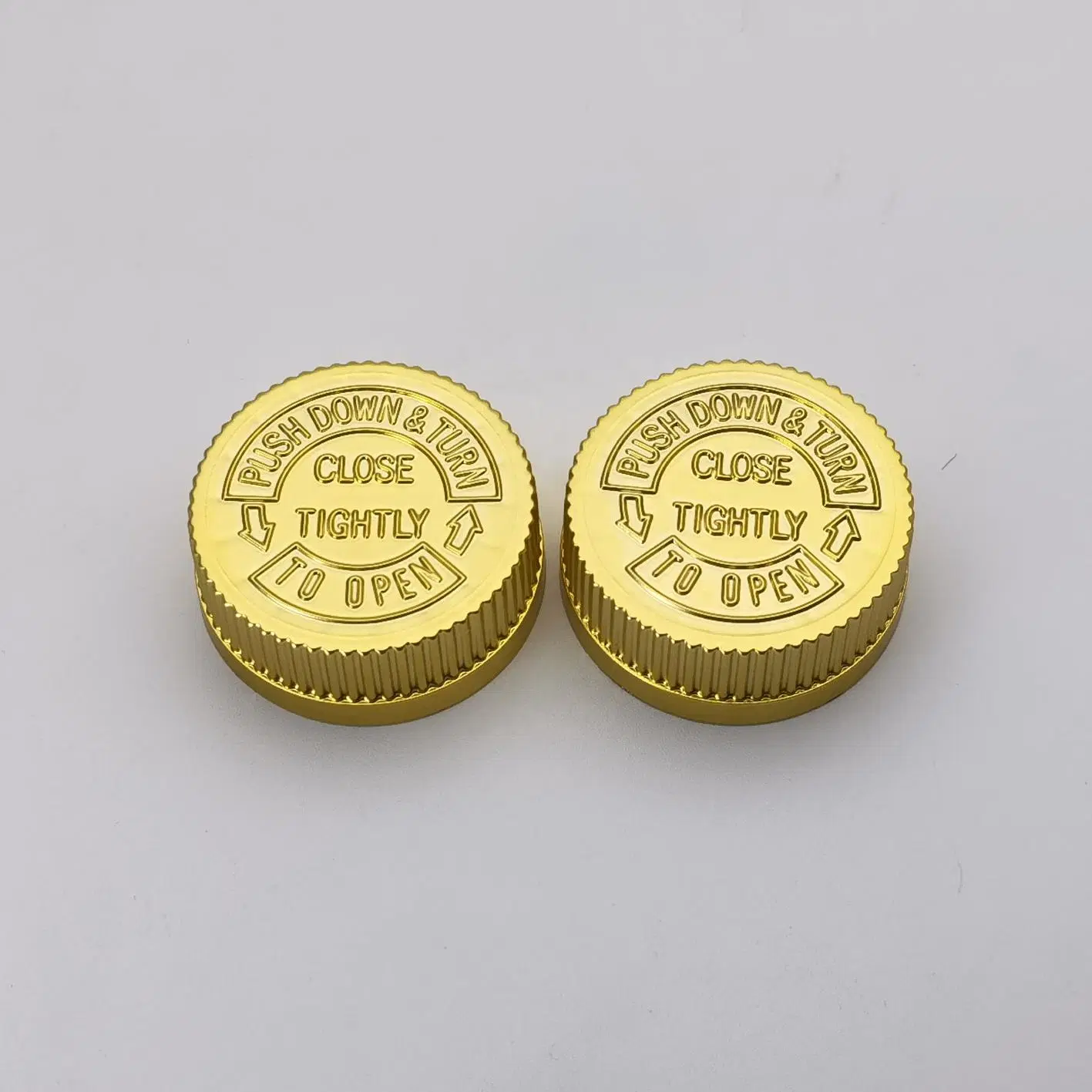 Electroplating Medicine Pill Bottle Cap 38-400 Gold Child Proof Cap