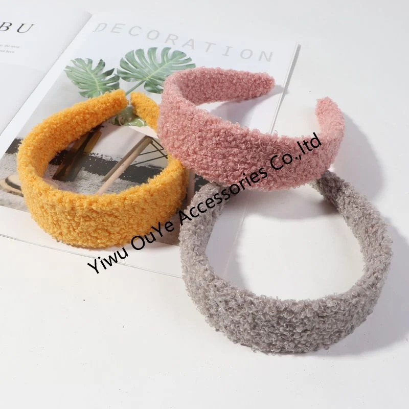 Customized Bonitinha Lamb-Wool Korean-Style Wide-Brimmed Hairpin Headhoop Hairhoop Acessórios de cabelo