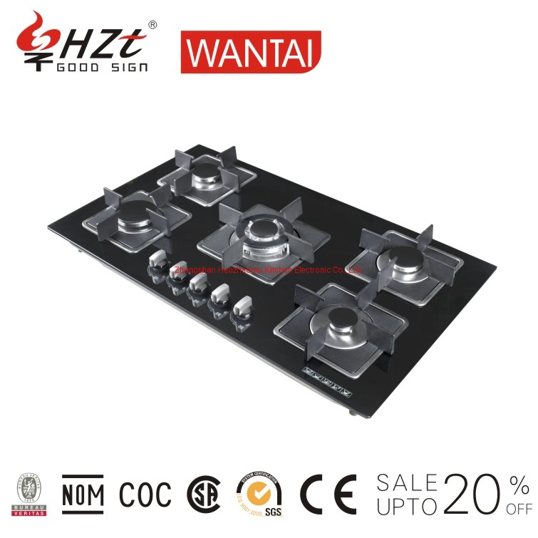 Trending 90cm Professional Table Top Black Glass Gas Stove