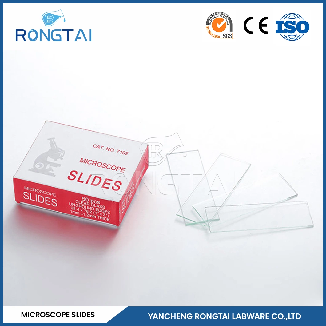 Rongtai School Laboratory Glassware Manufacturers Clear Microscope Slides China 7101 7102 7105 7107 7109 Large Microscope Slides