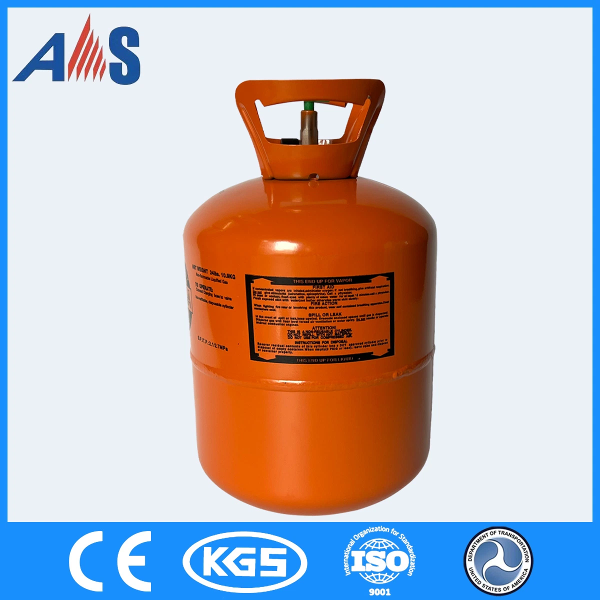 Cilindro desechable de acero inoxidable 13,6kg/30lbs cilindro de gas con Gas refrigerante R404 99,93% de pureza a precio directo de fábrica
