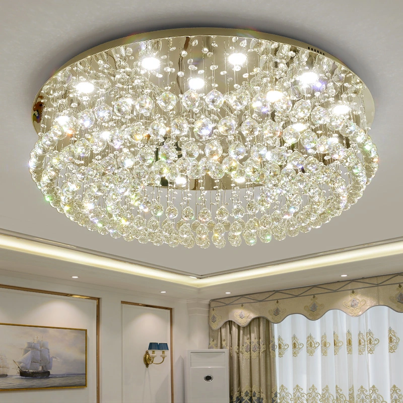 Chrome and Crystal Ceiling Light Fixtures Round Ceiling Lamp (WH-CA-24)