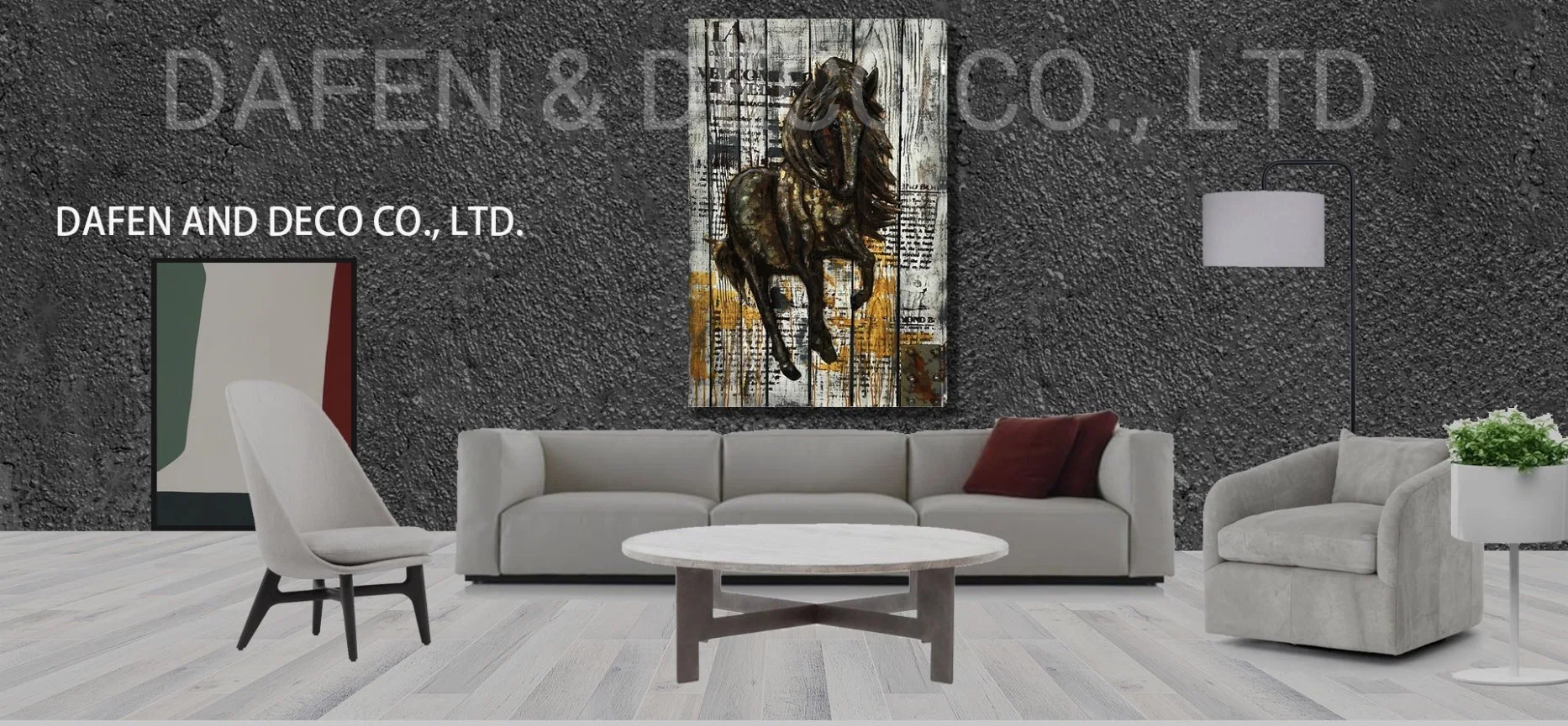 Metal Decoration Oil Painting Wall Art Tall Horse Iron Body 3D Dimension Plank