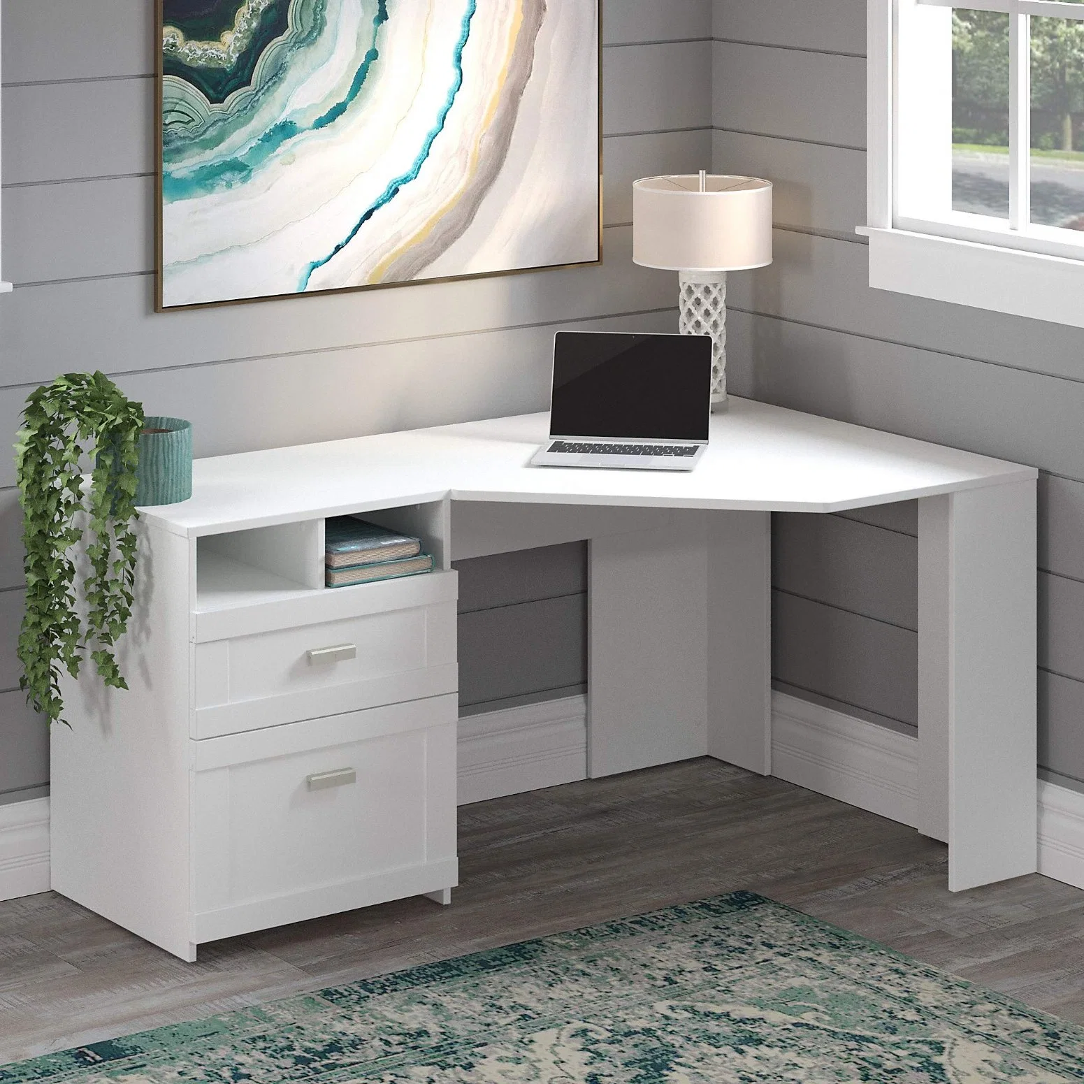 Double-Sided Corner Desk with Storage