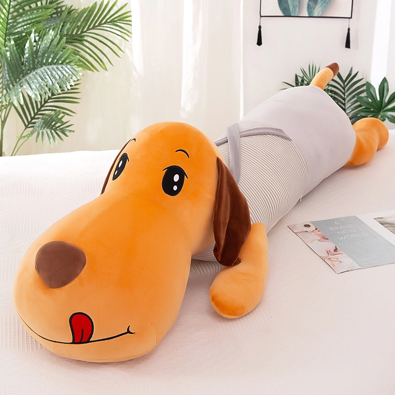 Long Dog Plush Toy Christmas Stuffed Animais amantes da mentira longa Almofada para cão
