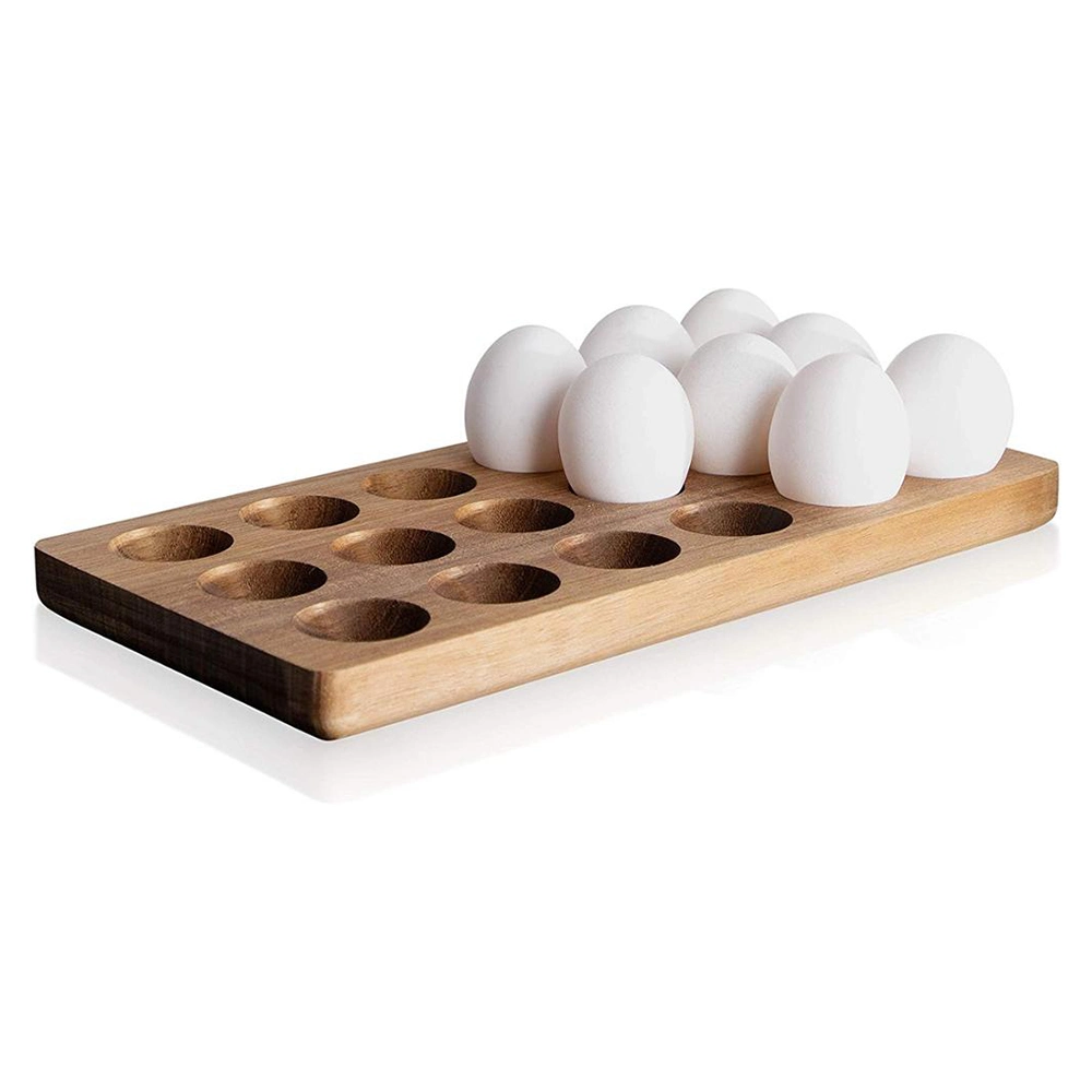 Egg Tray - Rustic Wooden Egg Holder for 18 Eggs