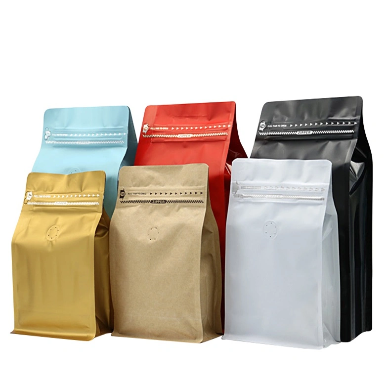 Matt Black Aluminum Foil 250g 500g 1kg Flat Bottom Coffee Packaging Bag with Zipper