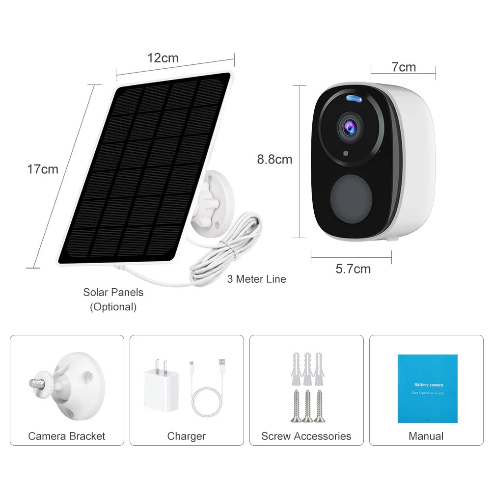 4G Battery Solar Powered SD Card Security HD Mini IP CCTV WiFi Camera with PIR Detection 2 Way Audio for Indoor Outdoor Home Garden Farm Day Night Vision 3MP