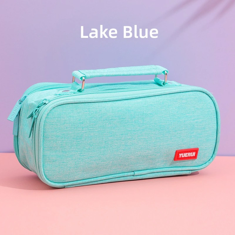 Lake Blue Oxford Cloth Pencil Bag Colourful Large Storage Pencil Case Pen Bag with Zipper Big Capacity Pouch Organizer