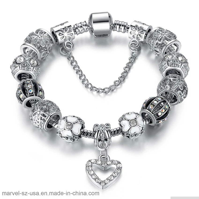 Silver Crystal Luxury Brand Women Charm Bracelet Jewelry Gift