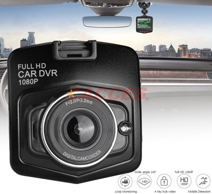 Câmara de gravação DVR Full HD 1080P para automóvel, LCD de 2.2''/2.4 Vídeo do veículo Câmara de tablier Sensor Night Vision G do gravador de vídeo Câmara do tablier do automóvel de 2 vias dianteira e traseira