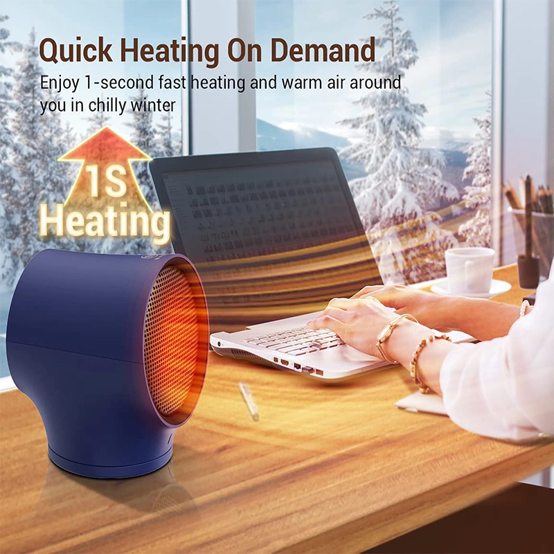 Wide Oscillating Ceramic PTC Personal Heater Wind Talk Portable Room Small Heater with Overheat and Tip-Over Protection