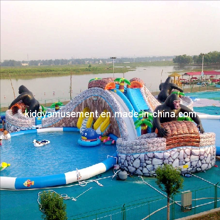 Attraction Nouveau toboggan aquatique Inflatable Giant Bouncer Castle pour l'eau Stationnement