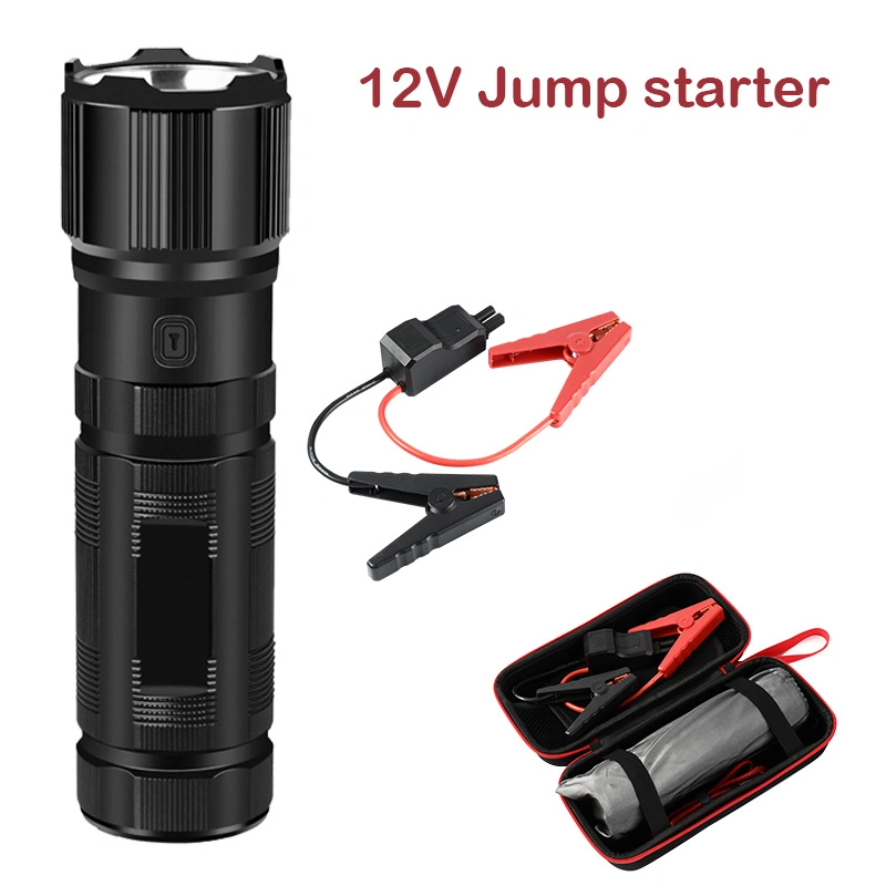 Manufacturer Supply 3-in-1 12V Car Battery Jump Starter Mini Jump Start Flashlight Power Bank for Automobile Vehicle Starting Camping Hiking with USB LED