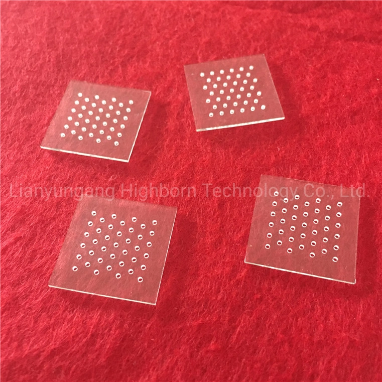 Corrosion Resistance High Transmittance Cutomized Laser Perforated Clear Square Quartz Glass Sheet