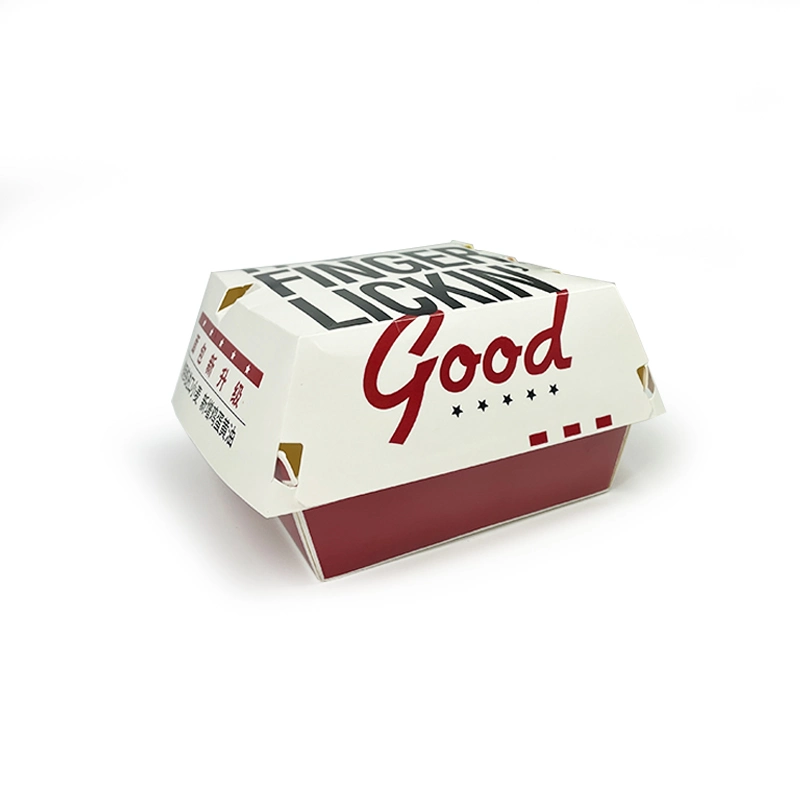 Одноразовый одноразовый складной картон для гамбургера Упаковка для гамбургеров Бумага для гамбургеров Коробка