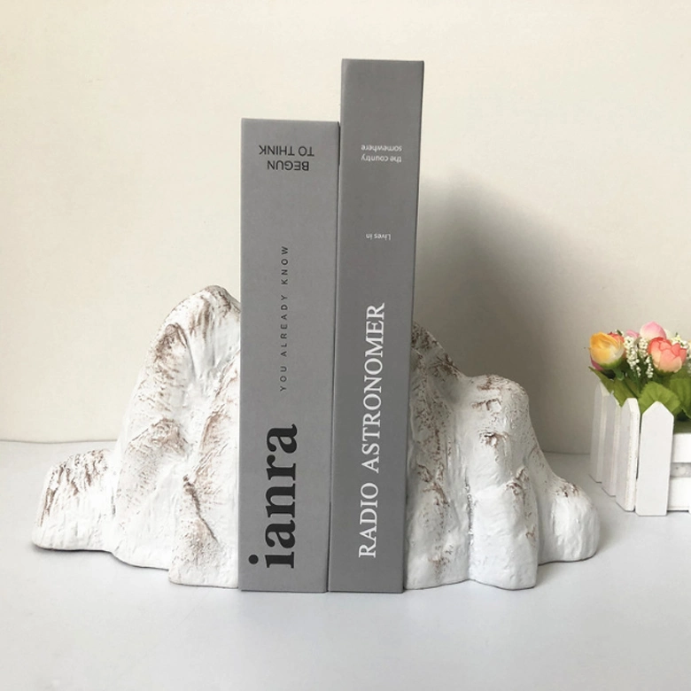 Resin Mountain Bookend Rockery Stone Book Ends Home Decor for Study Office Desktop Crafts