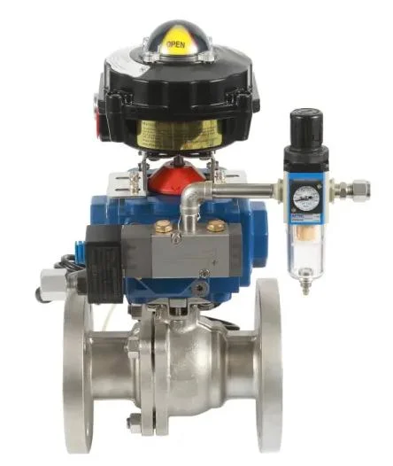 Pneumatic Cast Iron O Type Floating Ball Valve with Actuator