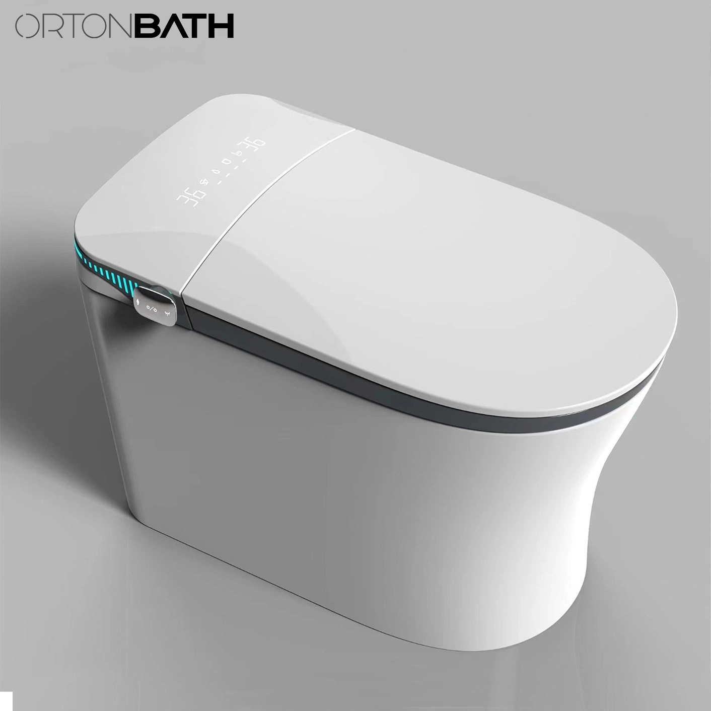 Ortonbaths Smart Touchless One Piece Toilet with Auto Dual Flush UV LED Sterilization Heated Seat Warm Water and Dry Lighting Intelligent Automatic Toilet