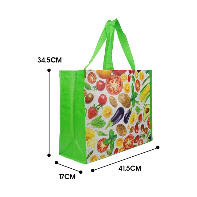 Custom Green PP Woven Reusable Grocery Packaging Large Eco Shopping Bag