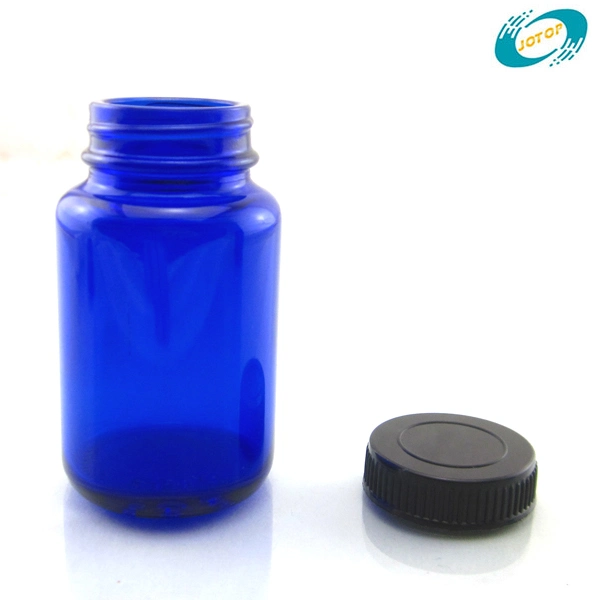 100ml Blue botellas de vidrio de boca ancha