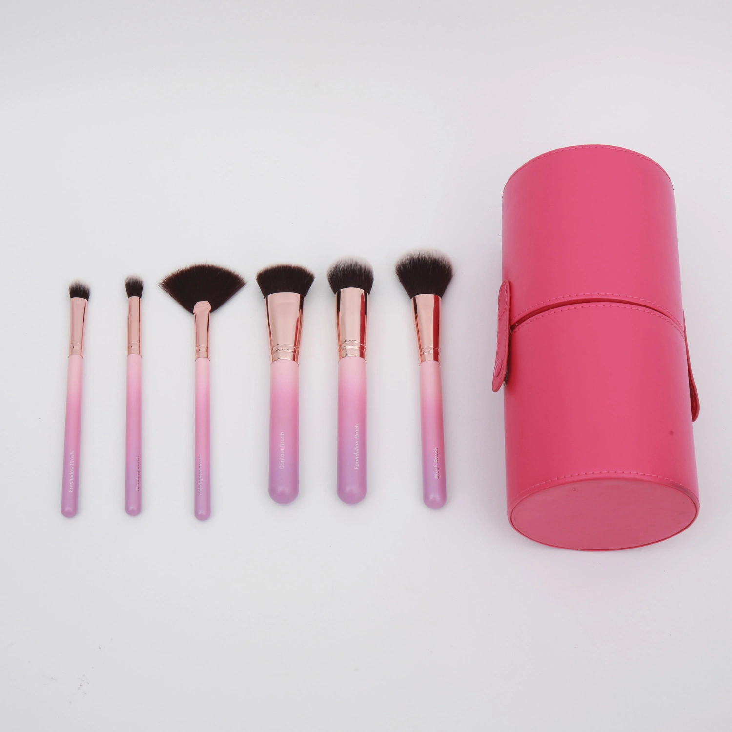 Label Portable Rose Gold Fiber Cosmetic Makeup Brush