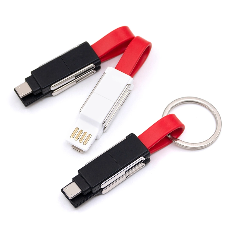 Multifunktion 3 in 1 USB Schlüsselanhänger Datum Kabel, Magnetische Schlüsselanhänger Datum Kabel, Flat USB Ladekabel, Promotion Geschenk Ladekabel