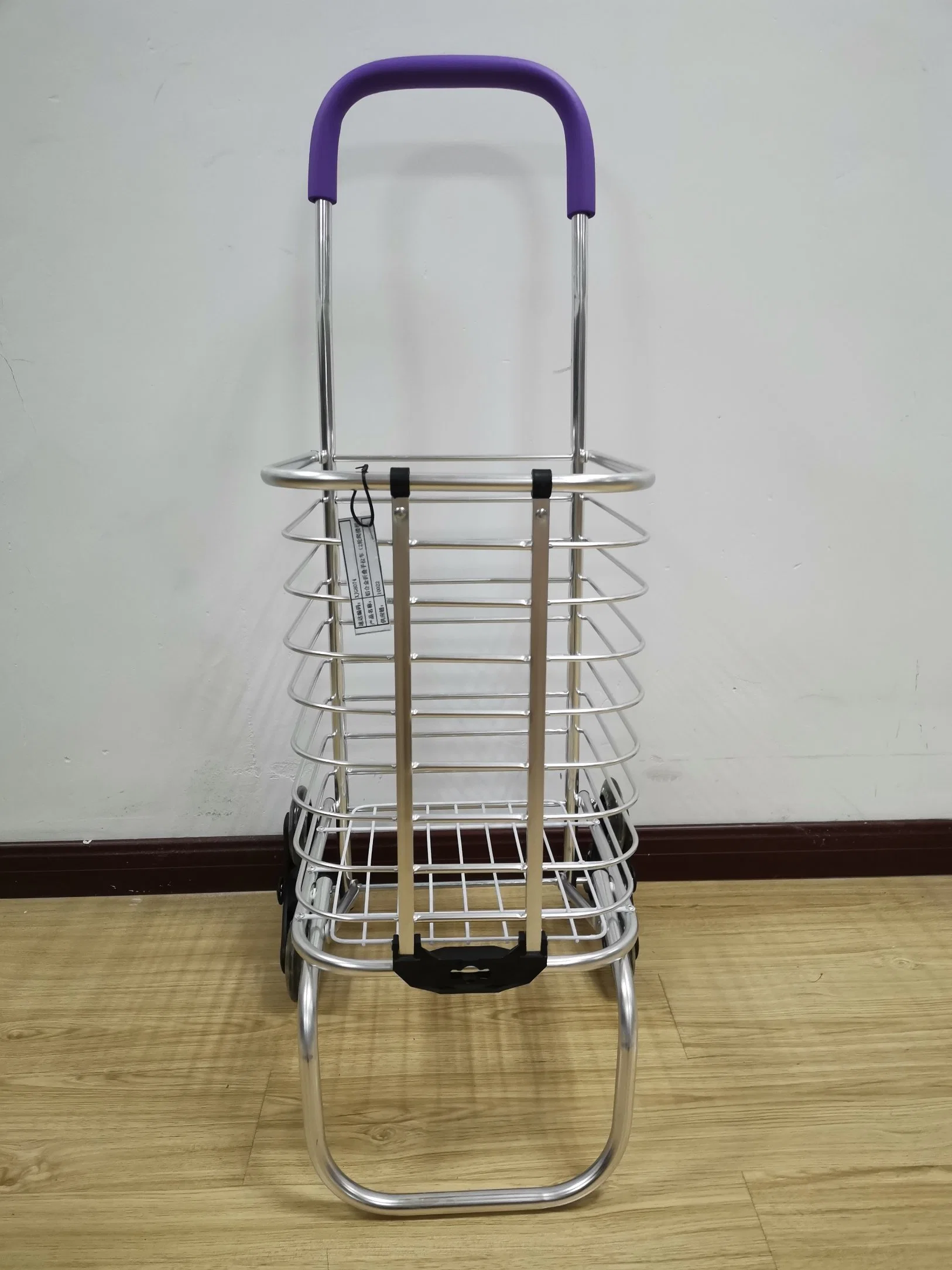 China Lightweight Storage Box Folding Shopping Metal Trolley Carts with Stair Climbing Wheels